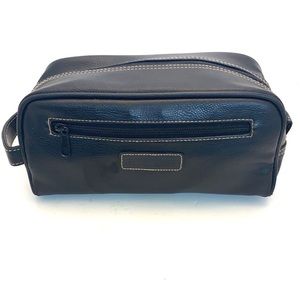 Perry Ellis Black Pebble Grain Leather Dopp Kit